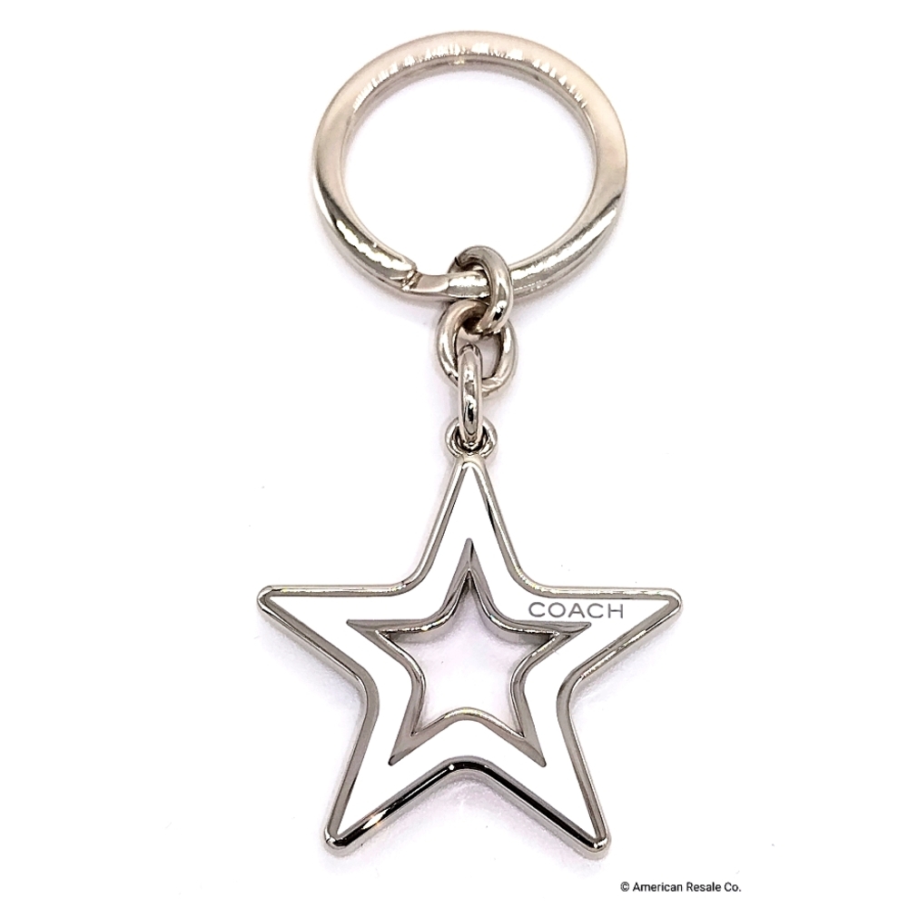 Coach White Star Enamel Signature Fob Keychain Purse Charm Accessory #7358 - Picture 2 of 4